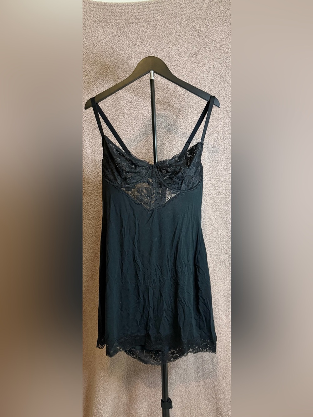 Victoria's Secret Black Lace-Trim Slip
